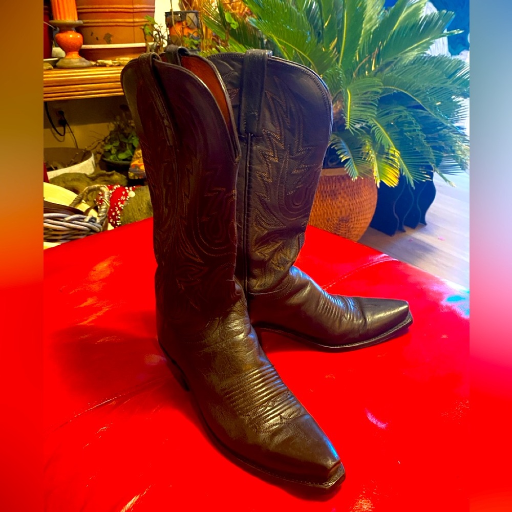 Lucchese Chocolate Leather Heeled Boots